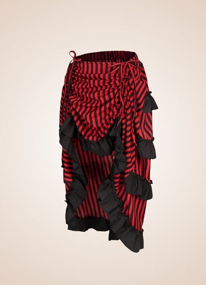 Steampunk Medieval Stripped Skirt Red / XL steampunk-medieval-stripped-skirt-red