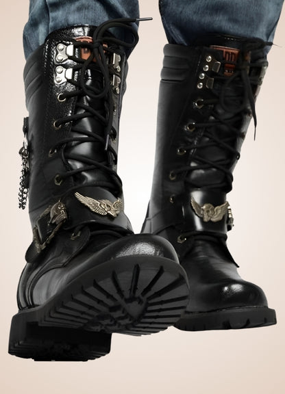 Steampunk Men's Long Tube Boots Black / 11.0 steampunk-mens-long-tube-boots-black