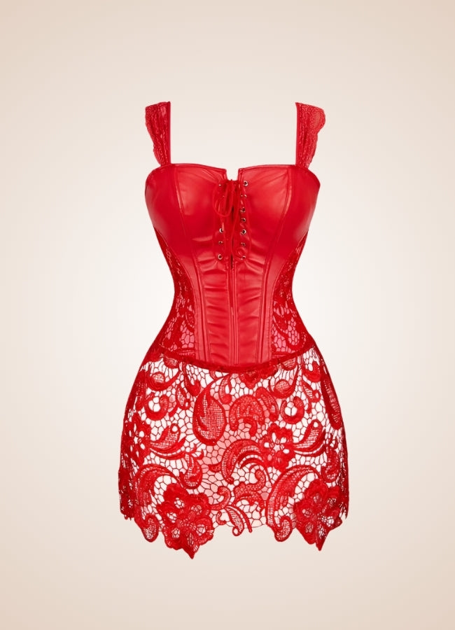 Steampunk Mesh Long Corset Red / 4XL steampunk-mesh-long-corset-red