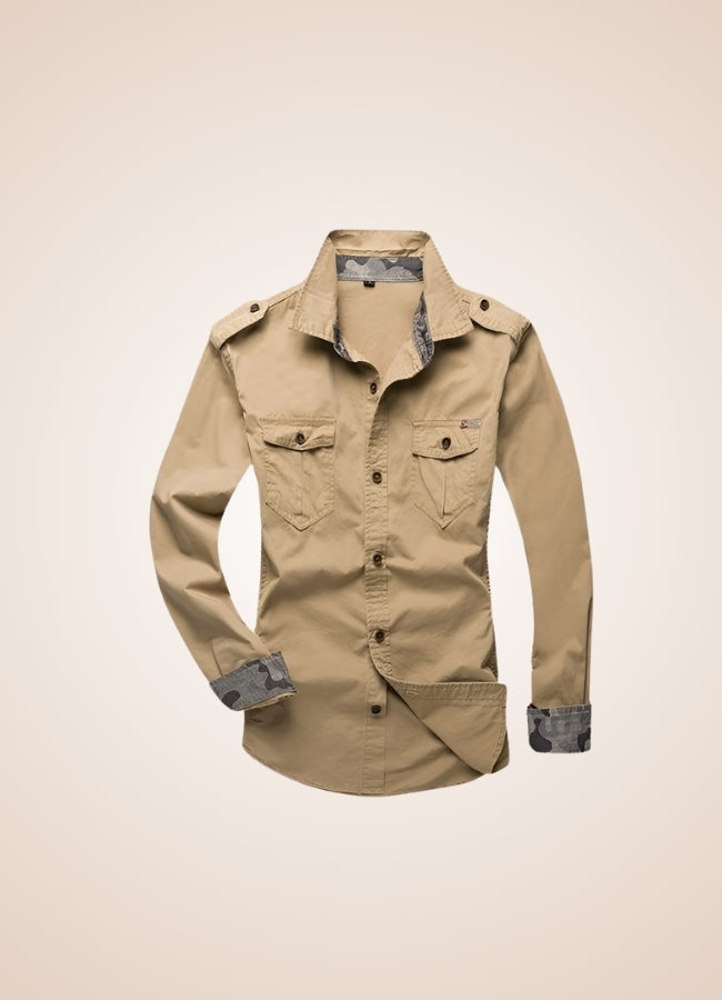 Steampunk Military Style Shirt Khaki / 4XL steampunk-military-style-shirt-khaki