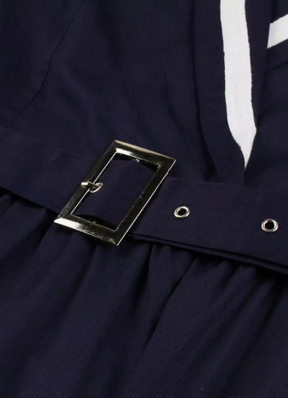 Steampunk Navy Blue V Neck Dress Navy Blue / 3XL steampunk-navy-blue-v-neck-dress-navy-blue