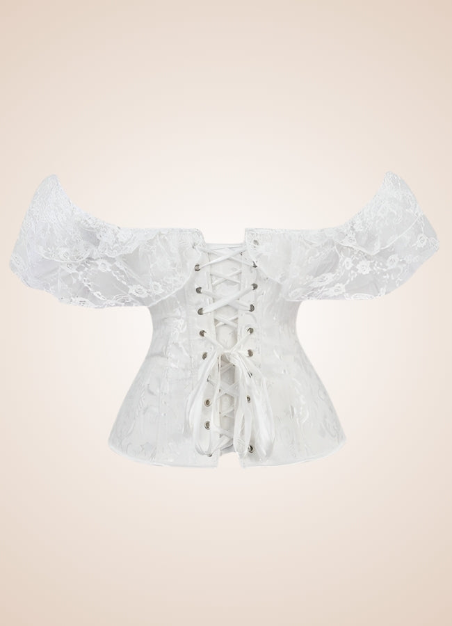 Steampunk Off Shoulder Corset White / XL steampunk-off-shoulder-corset-white