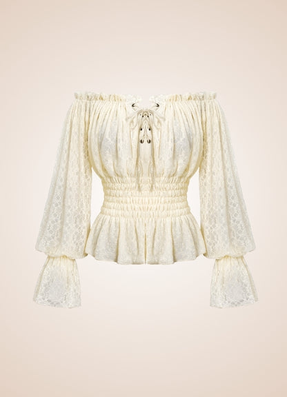 Steampunk Off Shoulder Shirt White / 3XL-4XL steampunk-off-shoulder-shirt-white