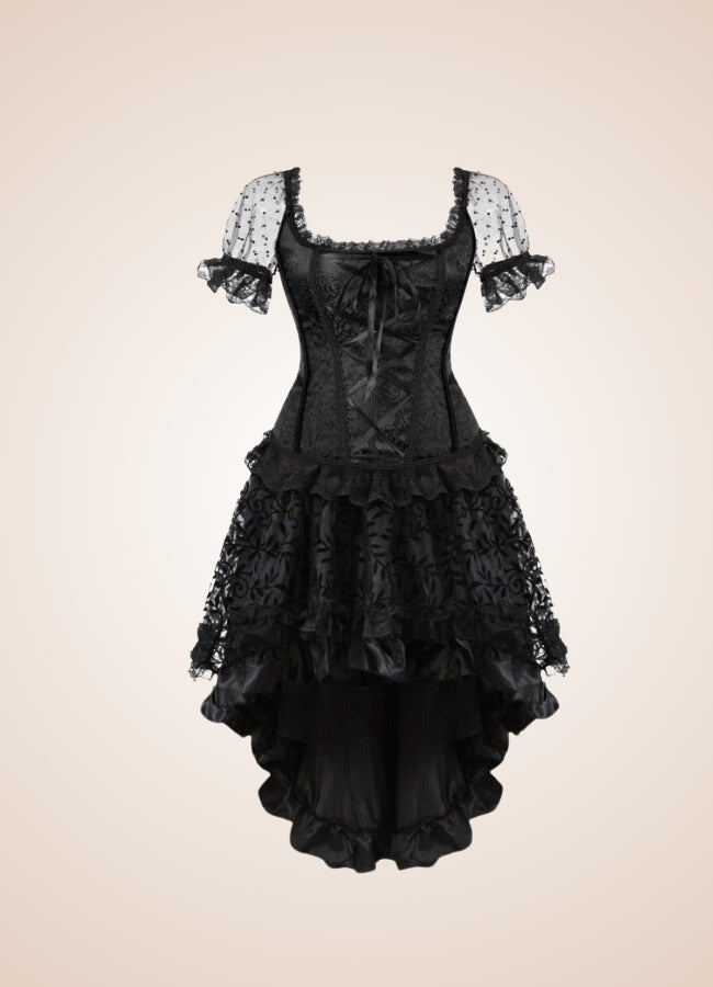 Steampunk Overbust Corset Dress Black / 5XL steampunk-overbust-corset-dress-black