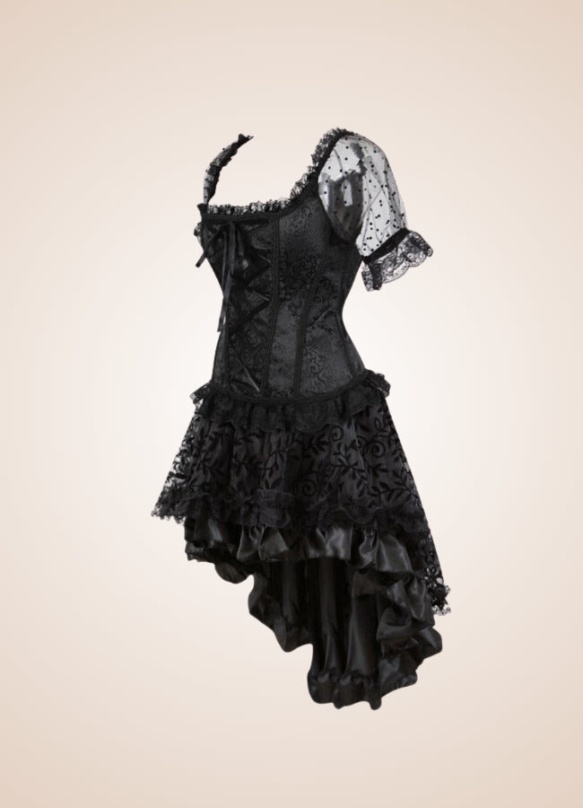 Steampunk Overbust Corset Dress Black / 5XL steampunk-overbust-corset-dress-black