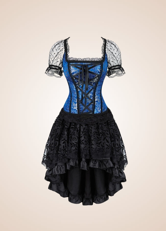 Steampunk Overbust Corset Dress Blue / 5XL steampunk-overbust-corset-dress-blue