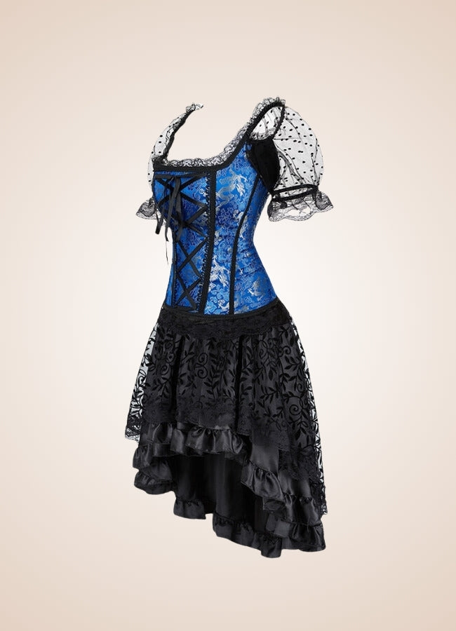 Steampunk Overbust Corset Dress Blue / 5XL steampunk-overbust-corset-dress-blue