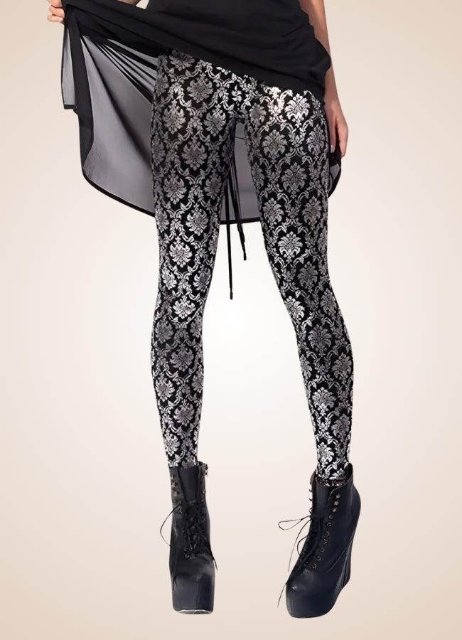 Steampunk Paisley Pattern Legging Black / 3XL steampunk-paisley-pattern-legging-black