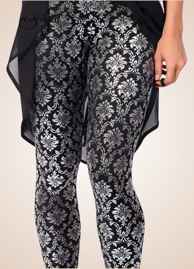 Steampunk Paisley Pattern Legging Black / 3XL steampunk-paisley-pattern-legging-black