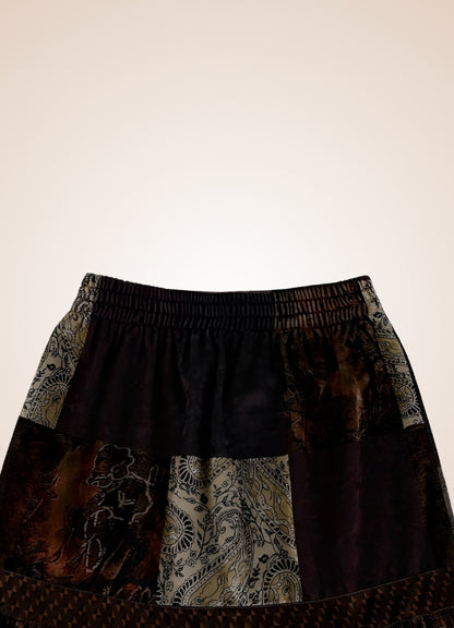Steampunk Patchwork Skirt Brown / M steampunk-patchwork-skirt-brown