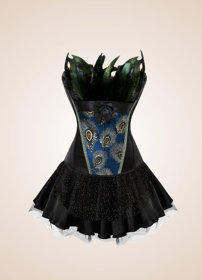 steampunk dress with corset Steampunk Peacock Corset Dress – Steampunk Outfit