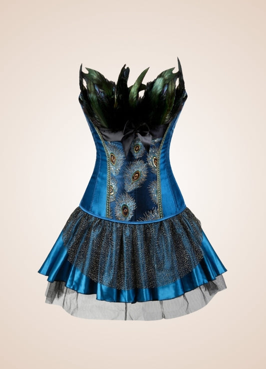 Steampunk Peacock Corset Dress Blue / 5XL steampunk-peacock-corset-dress-blue