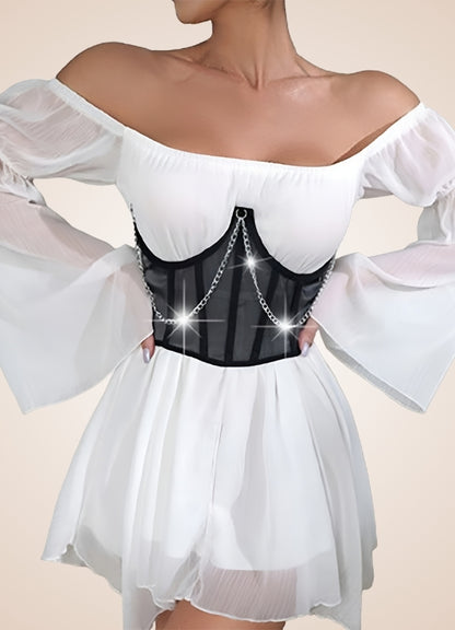 Steampunk Pirate Chain Corset Black / 2XS steampunk-pirate-chain-corset-black