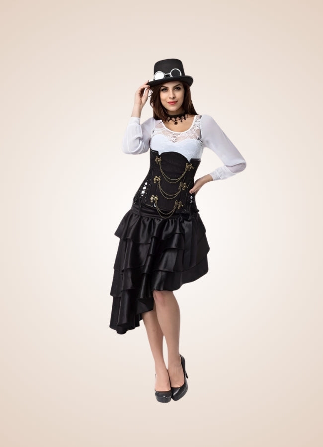 Steampunk Pirate Chain Dress Black Skirts / 2XL steampunk-pirate-chain-dress-black-skirts