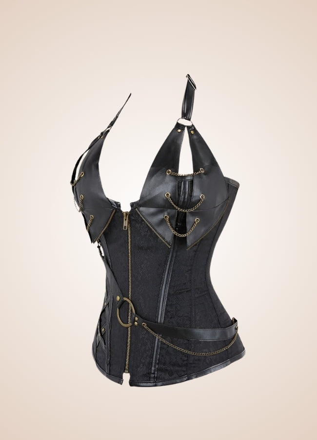 Steampunk Pirate Corset With Chain Black / 4XL steampunk-pirate-corset-with-chain-black