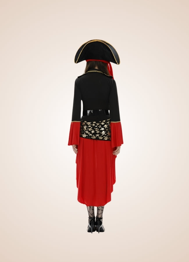 Steampunk Pirate Long Sleeve Dress Black Red / One Size steampunk-pirate-long-sleeve-dress-black-red