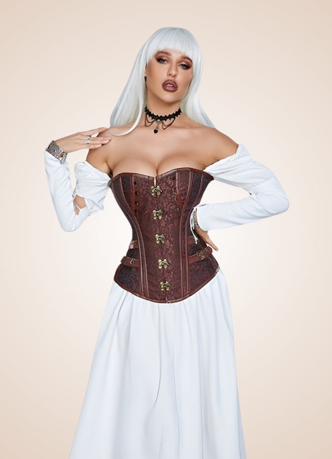 Steampunk Pirate Overbust Corset Brown / 4XL steampunk-pirate-overbust-corset-brown