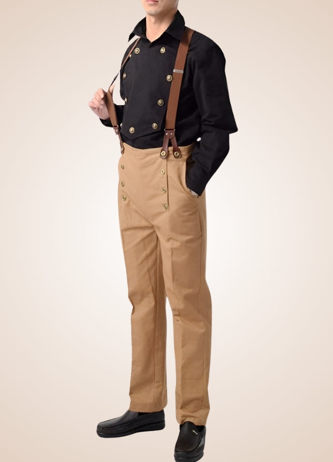 Steampunk Pirate Pants Khaki Straps / XL steampunk-pirate-pants-khaki-straps