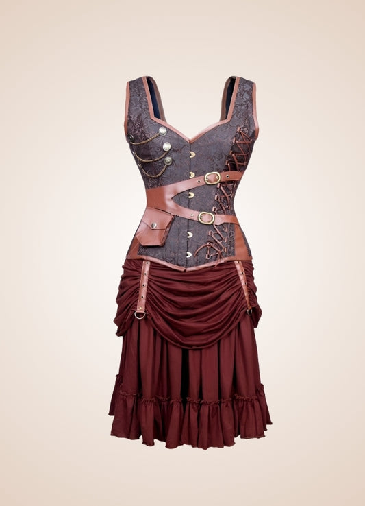 Steampunk Pirate Pocket Corset Dress Black / 6XL steampunk-pirate-pocket-corset-dress-black