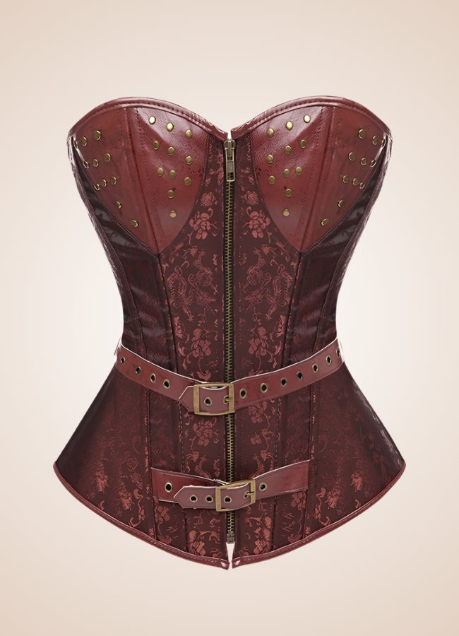 Steampunk Pirate Zipper Corset Brown / 4XL steampunk-pirate-zipper-corset-brown