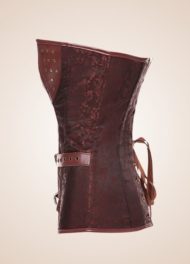 Steampunk Pirate Zipper Corset Brown / 4XL steampunk-pirate-zipper-corset-brown