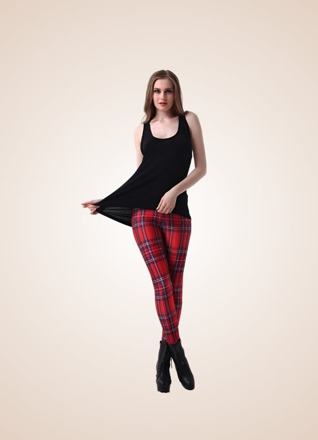 Steampunk Plaid Legging Red / 3XL steampunk-plaid-legging-red