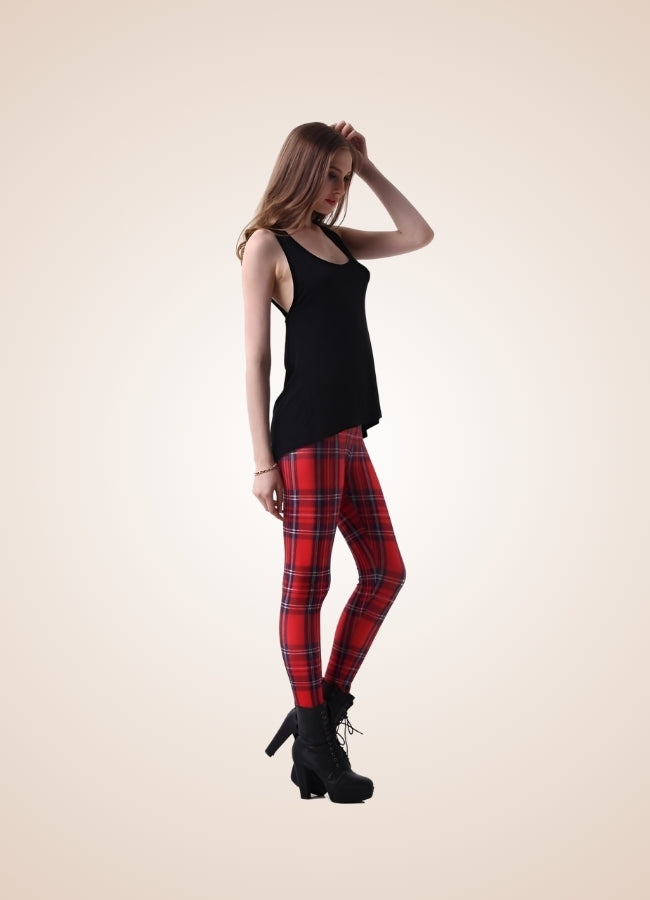 Steampunk Plaid Legging Red / 3XL steampunk-plaid-legging-red