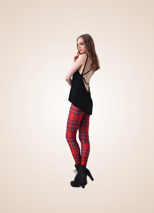 Steampunk Plaid Legging Red / 3XL steampunk-plaid-legging-red