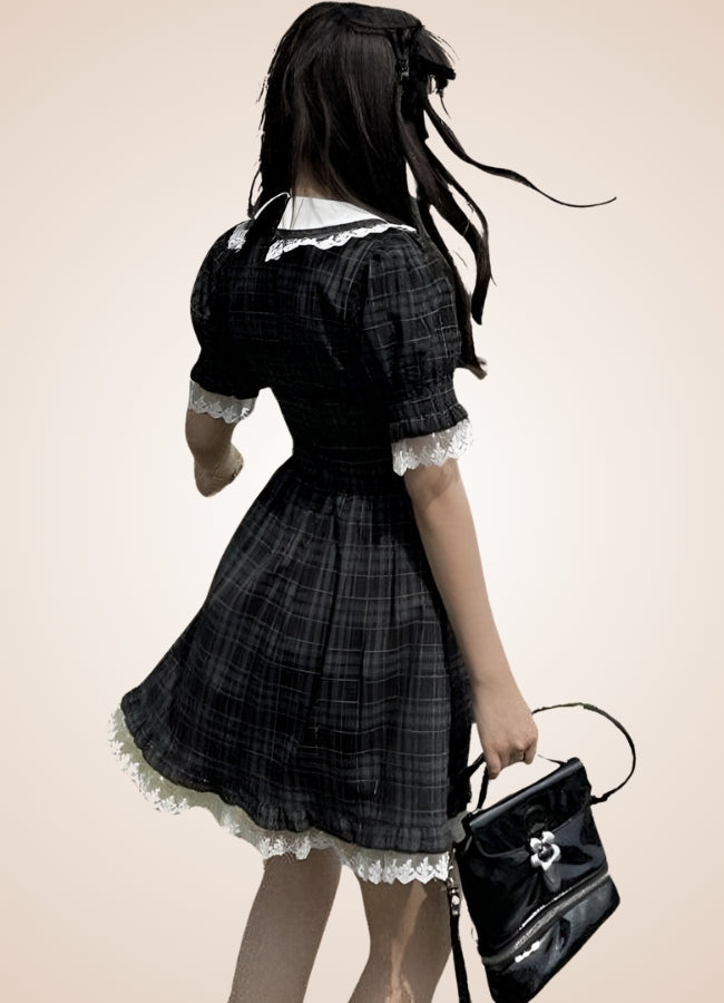 Steampunk Plaid Lolita Dress Black / XL steampunk-plaid-lolita-dress-black