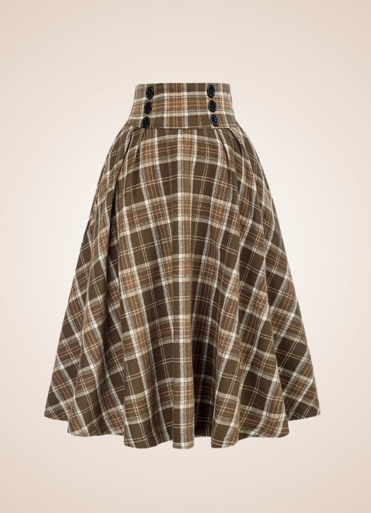 Steampunk Plaid Skirt Khaki / XL steampunk-plaid-skirt-khaki