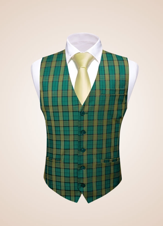 Steampunk Plaid Waistcoat Green / 3XL steampunk-plaid-waistcoat-green