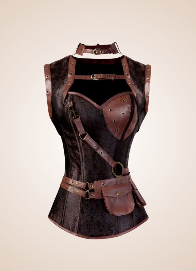 Steampunk Pocket Corset Dark Brown / 4XL steampunk-pocket-corset-dark-brown