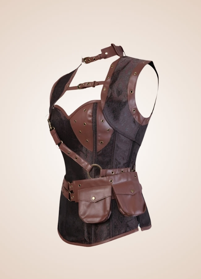 Steampunk Pocket Corset Dark Brown / 4XL steampunk-pocket-corset-dark-brown