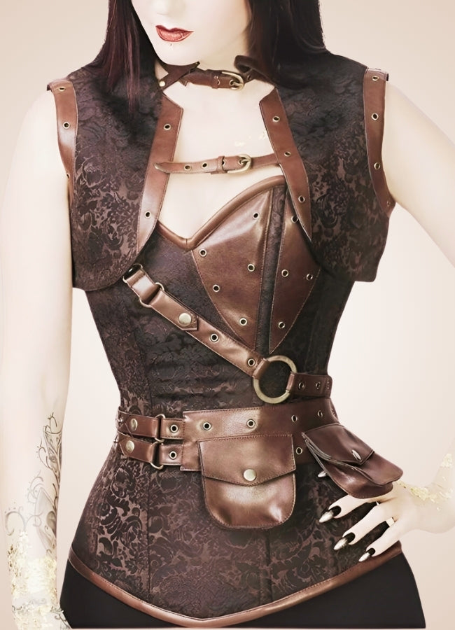 Steampunk Pocket Corset Dark Brown / 4XL steampunk-pocket-corset-dark-brown