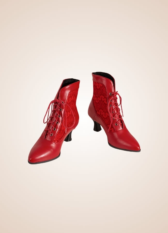 Steampunk Pointed Toe Ankle Boots Red / 17.5 steampunk-pointed-toe-ankle-boots-red