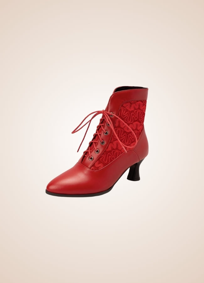 Steampunk Pointed Toe Ankle Boots Red / 17.5 steampunk-pointed-toe-ankle-boots-red