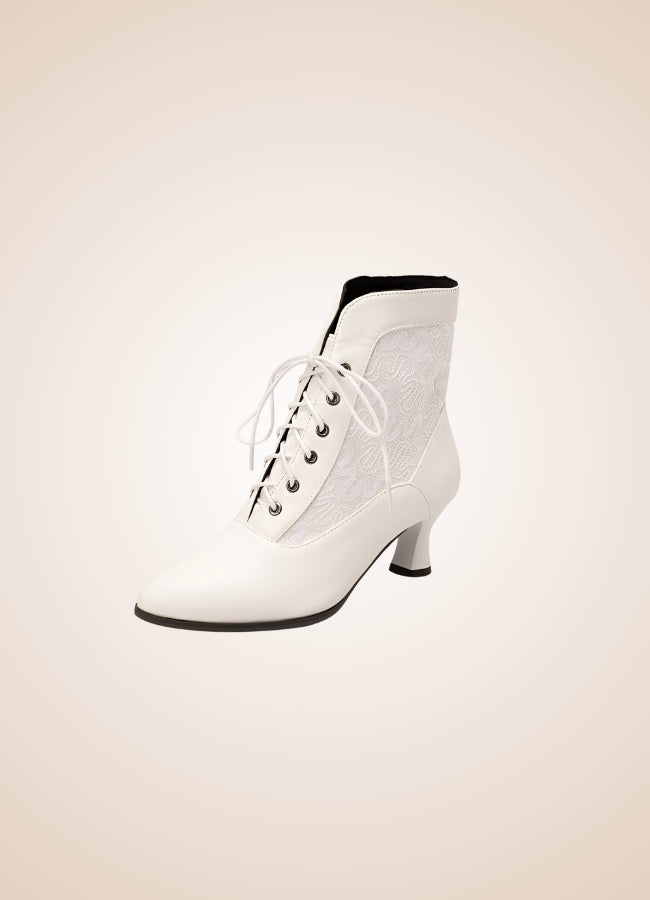 Steampunk Pointed Toe Ankle Boots White / 17.5 steampunk-pointed-toe-ankle-boots-white