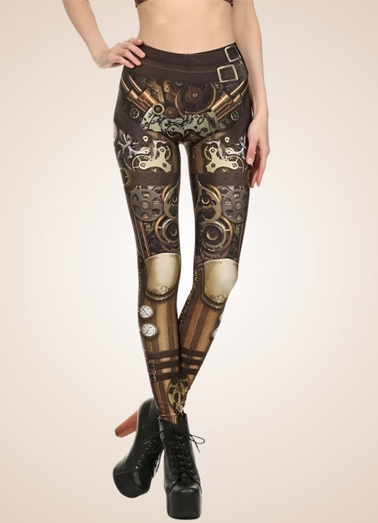 Steampunk Printed Legging Brown / L steampunk-printed-legging-brown