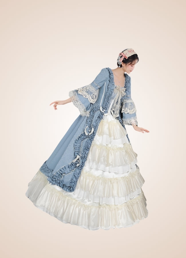 Steampunk Queen Style Dress Mist Blue / One Size steampunk-queen-style-dress-mist-blue