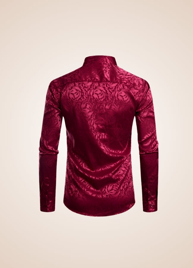 Steampunk Red Flower Pattern Shirt Wine Red / XL steampunk-red-flower-pattern-shirt-wine-red