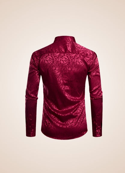 Steampunk Red Flower Pattern Shirt Wine Red / XL steampunk-red-flower-pattern-shirt-wine-red