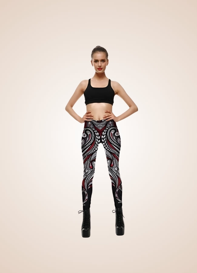 Steampunk Red Paisley Legging Black / L steampunk-red-paisley-legging-black