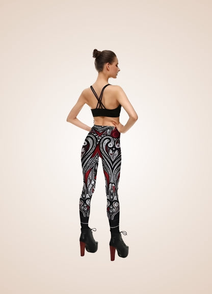 Steampunk Red Paisley Legging Black / L steampunk-red-paisley-legging-black