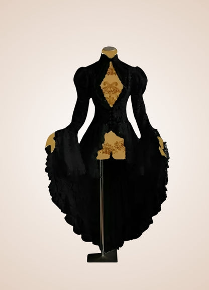 Steampunk Renaissance Corset Dress, Black / 3XL