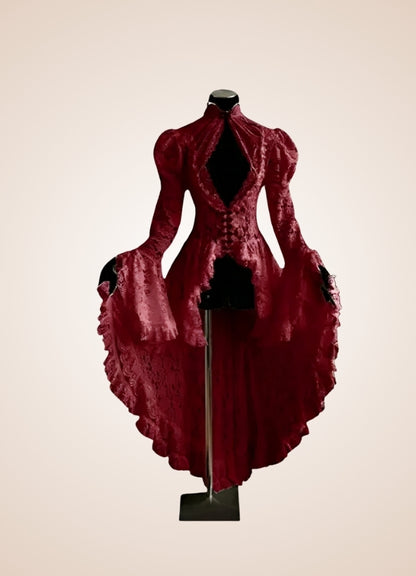 Steampunk Renaissance Corset Dress, Red / S