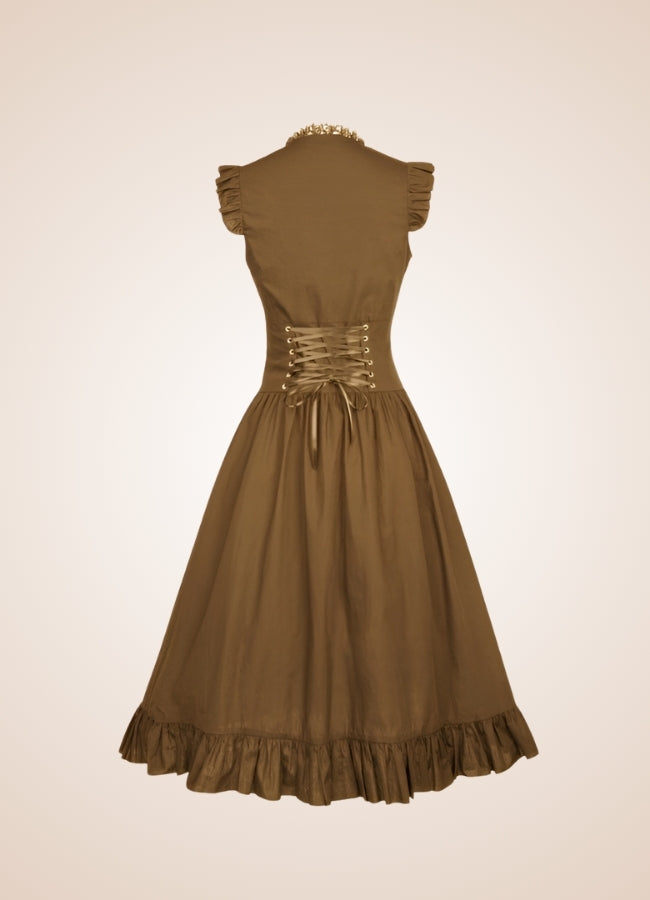 Steampunk Renaissance Sleeveless Dress Brown / 2XL steampunk-renaissance-sleeveless-dress-brown