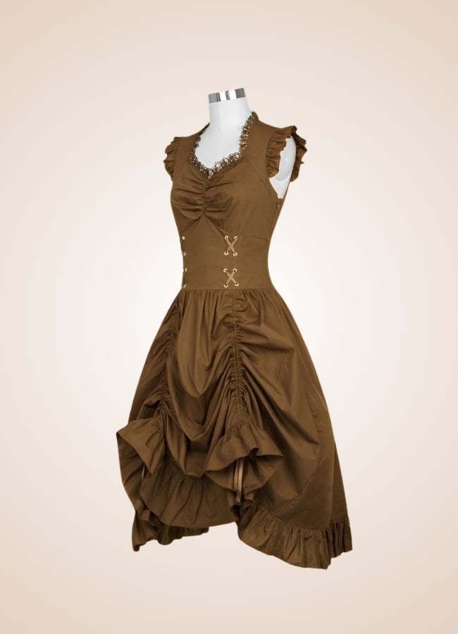 Steampunk Renaissance Sleeveless Dress Brown / 2XL steampunk-renaissance-sleeveless-dress-brown