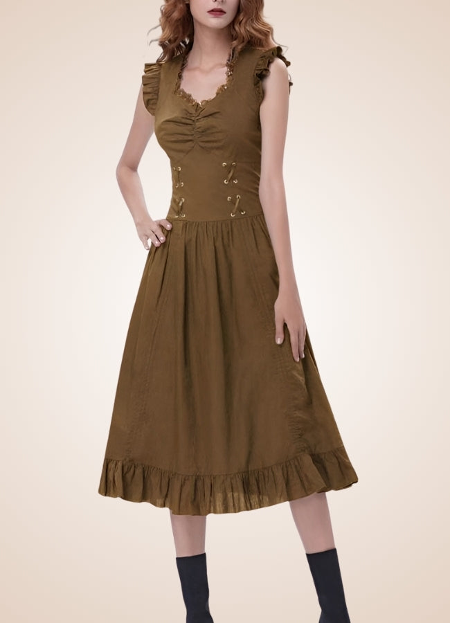 Steampunk Renaissance Sleeveless Dress Brown / 2XL steampunk-renaissance-sleeveless-dress-brown