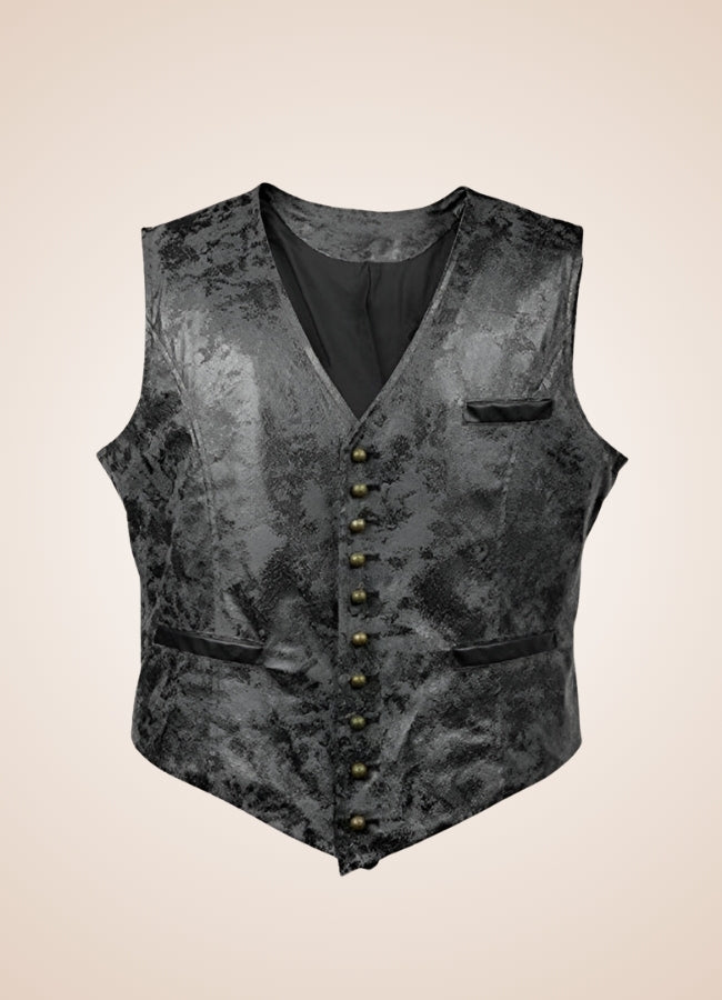 Steampunk Rivet Button Vest Black / 2XL steampunk-rivet-button-vest-black