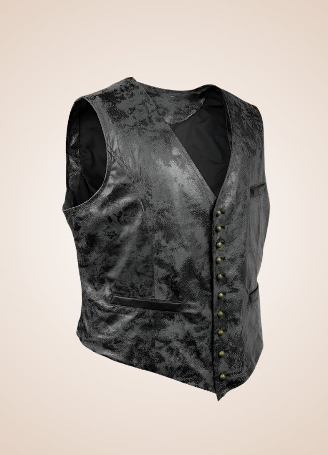 Steampunk Rivet Button Vest Black / 2XL steampunk-rivet-button-vest-black